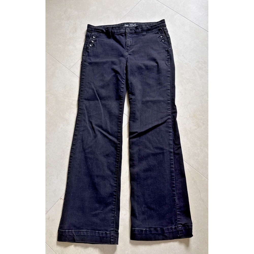Gap Mid Rise Wide Leg Black Jeans Womens Size 8/ 29 Studded pockets Casual